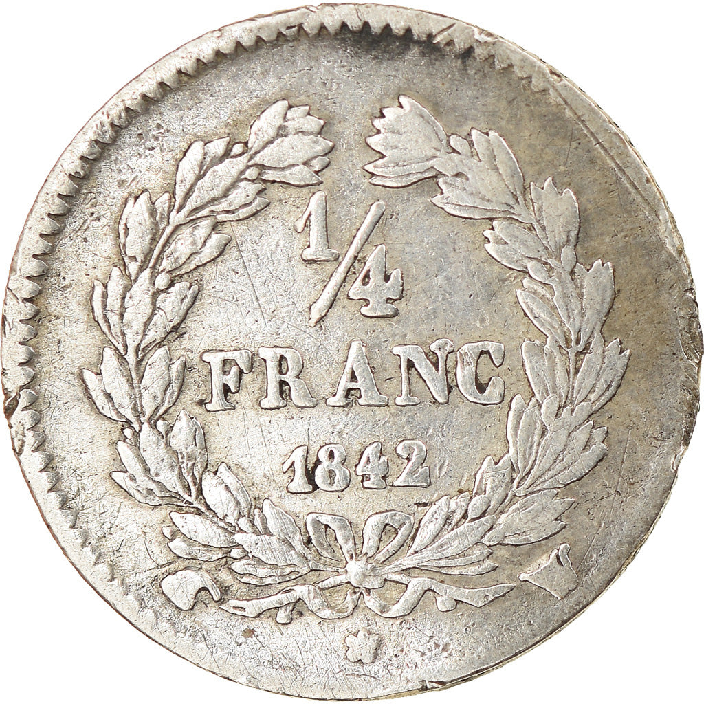 Coin, France, Louis-Philippe, 1/4 Franc, 1842, Lille, EF(40-45), Silver