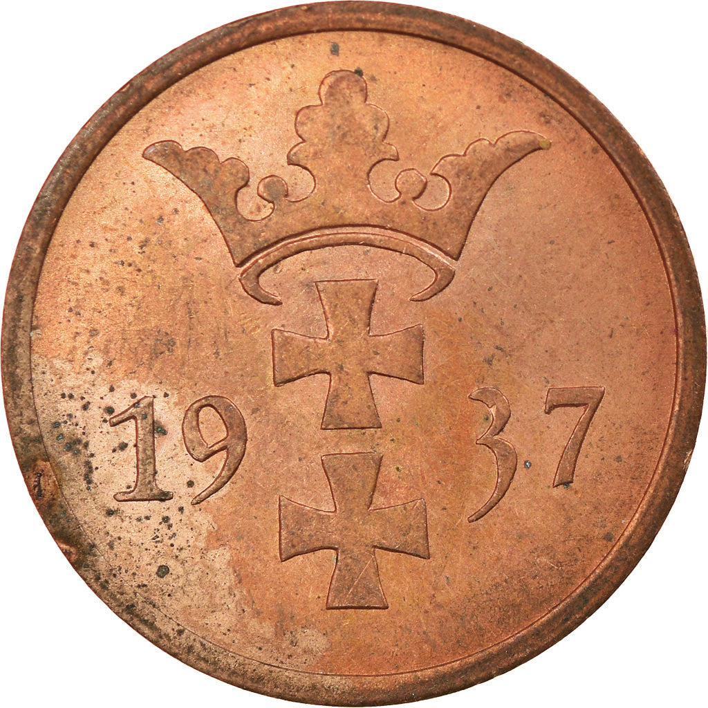 Moneta, DANZICA, 2 Pfennig, 1937, Warsaw, SPL-, Bronzo, KM:141