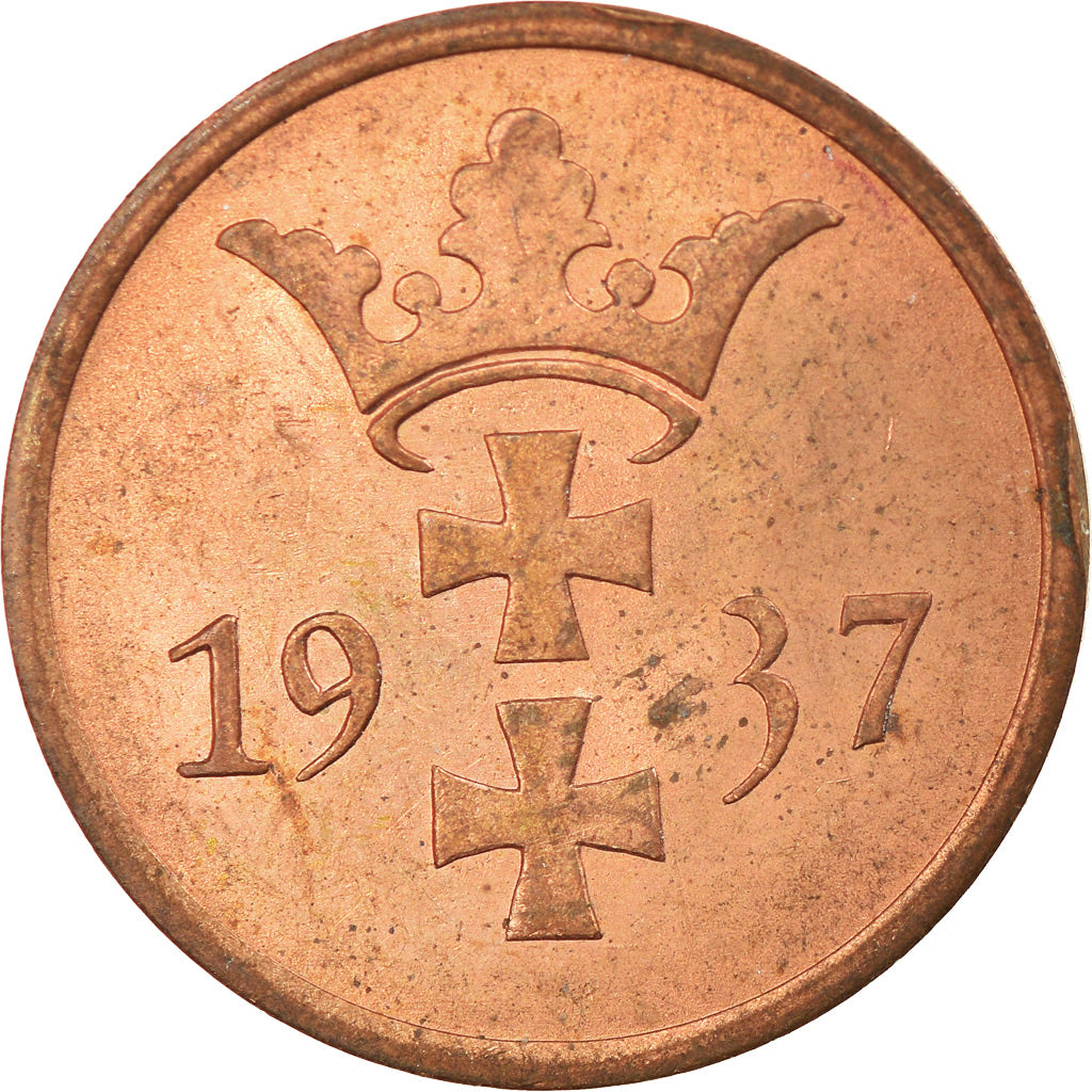 Moneta, DANZICA, 2 Pfennig, 1937, Warsaw, SPL-, Bronzo, KM:141