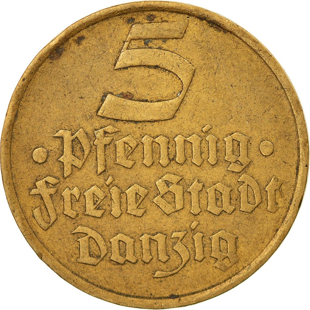 Moneda, DANZIG, 5 Pfennig, 1932, MBC, Aluminio - bronce, KM:151