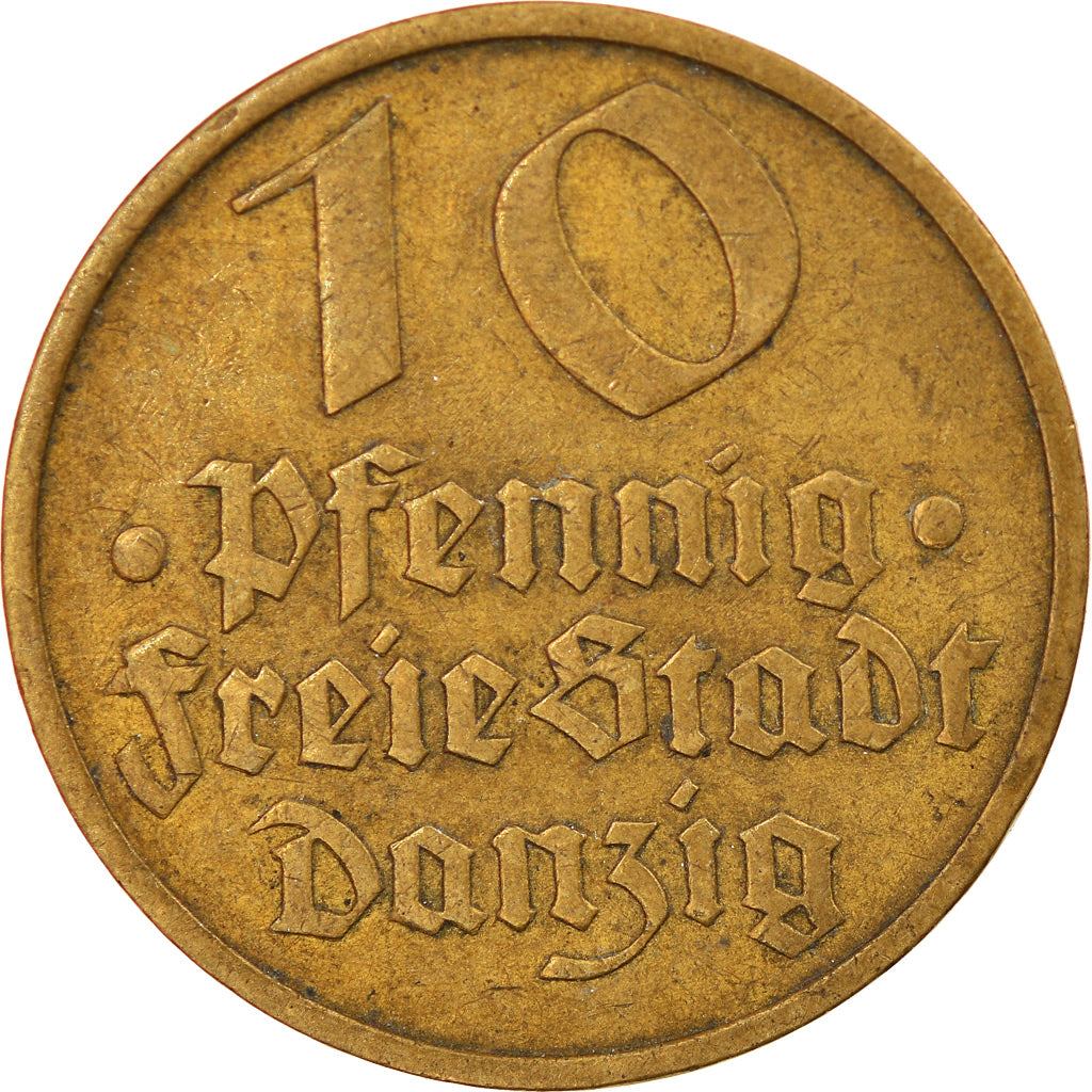 Moneda, DANZIG, 10 Pfennig, 1932, MBC, Aluminio - bronce, KM:152