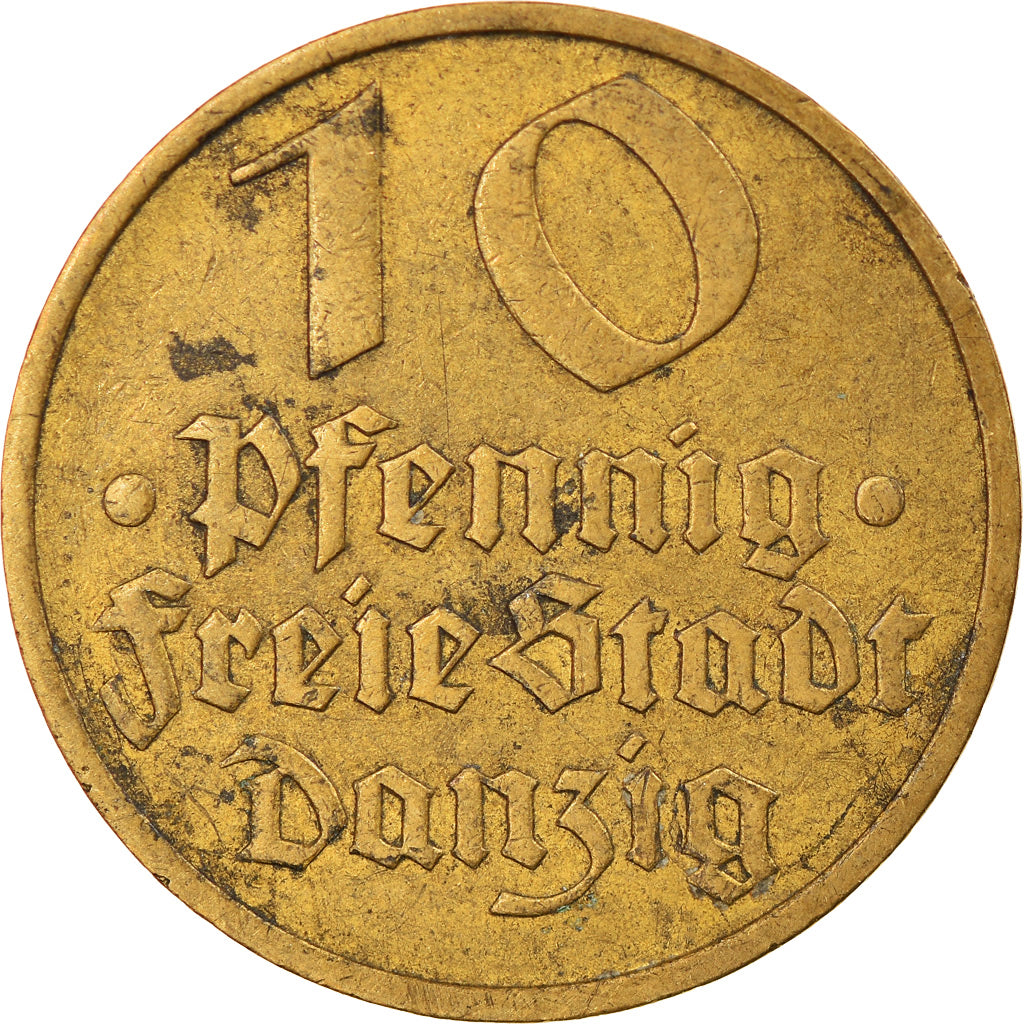 Moneda, DANZIG, 10 Pfennig, 1932, MBC, Aluminio - bronce, KM:152