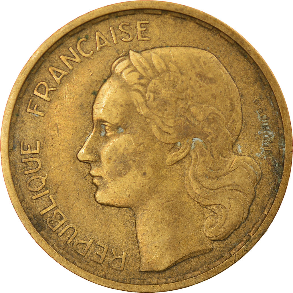 Munten, Frankrijk, Guiraud, 20 Francs, 1950, Beaumont - Le Roger, 3 faucilles /