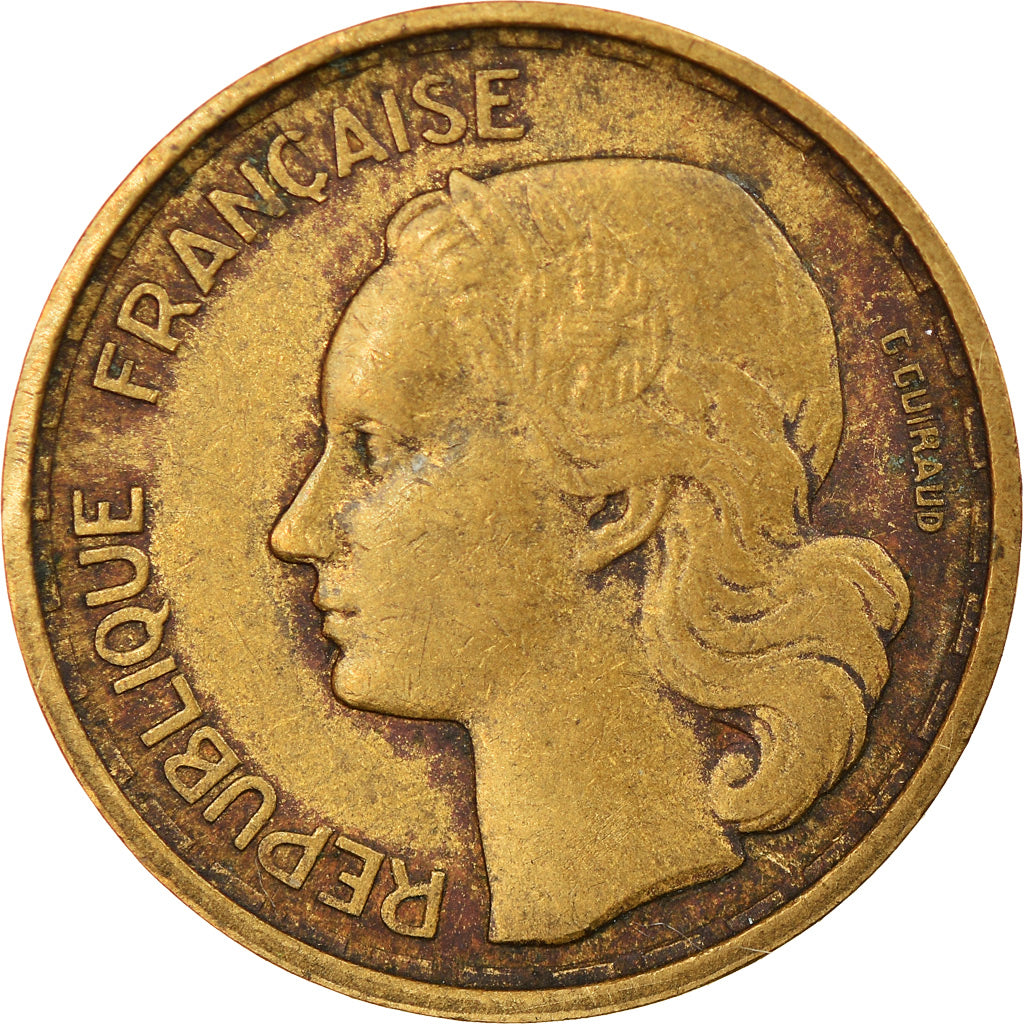Coin, France, Guiraud, 10 Francs, 1954, Paris, EF(40-45), Aluminum-Bronze