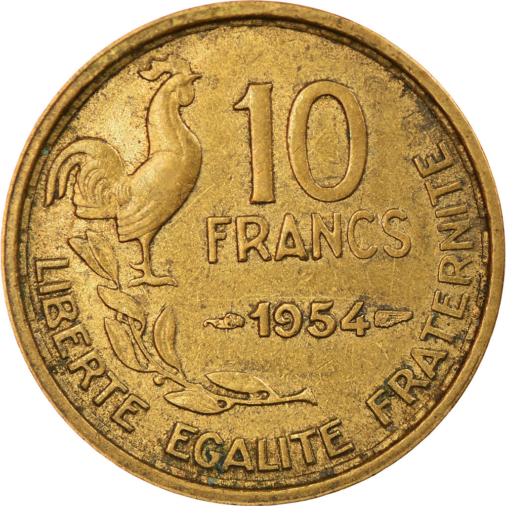 Coin, France, Guiraud, 10 Francs, 1954, Paris, EF(40-45), Aluminum-Bronze