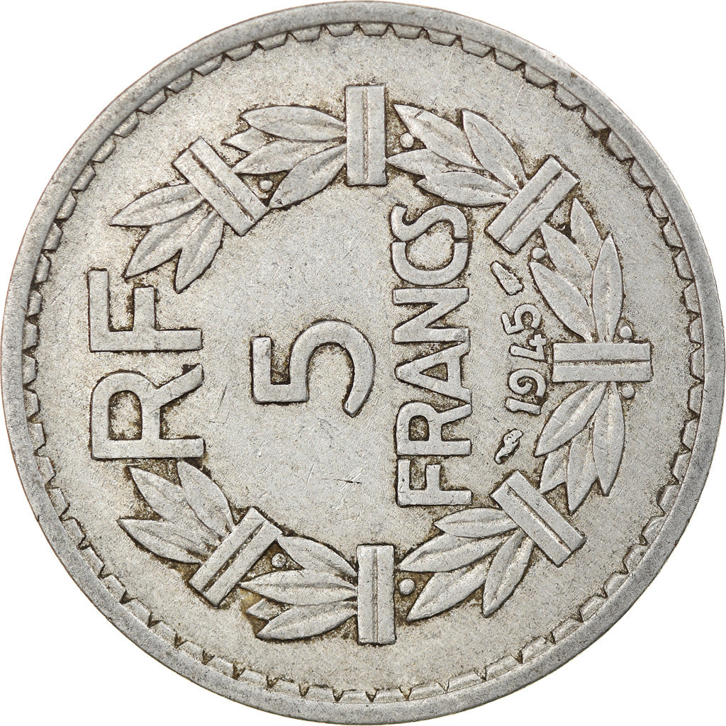 Monnaie, France, Lavrillier, 5 Francs, 1945, Paris, Error Rotaded Die, TTB