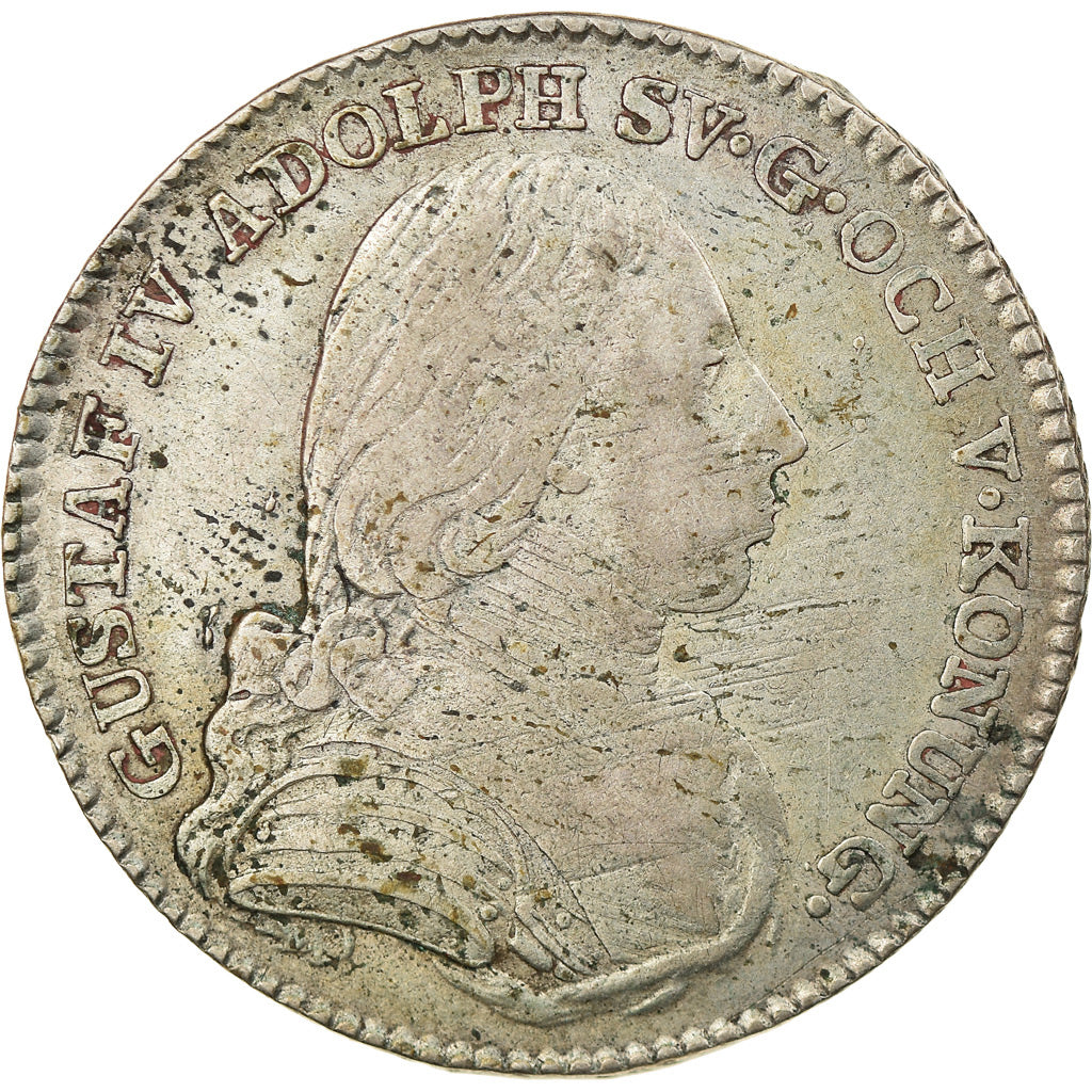 Coin, Sweden, Gustaf IV Adolf, 1/6 Riksdaler, 1808, EF(40-45), Silver, KM:560