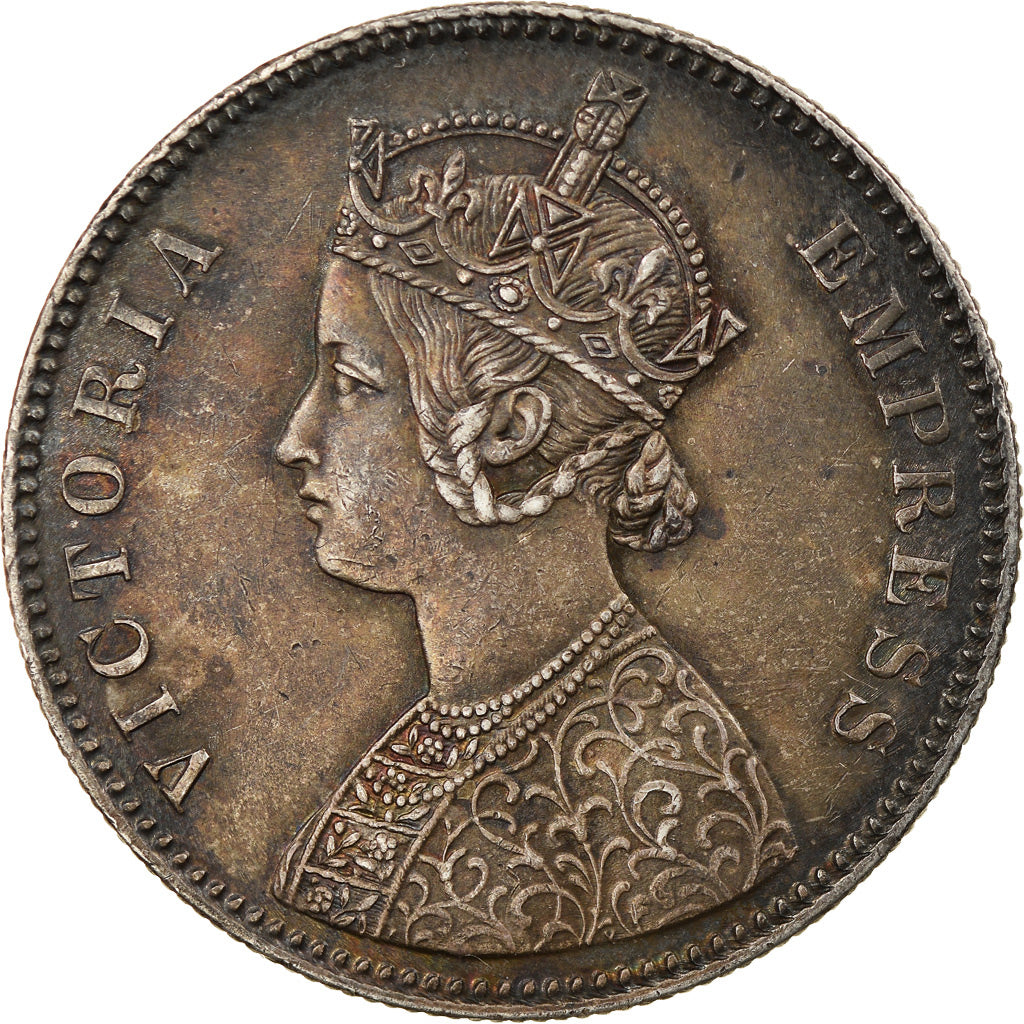 Coin, INDIA-BRITISH, Victoria, Rupee, 1877, AU(55-58), Silver, KM:492