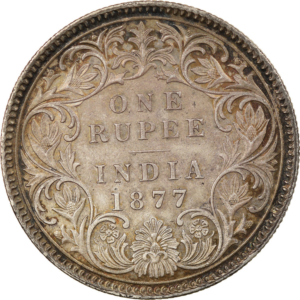 Coin, INDIA-BRITISH, Victoria, Rupee, 1877, AU(55-58), Silver, KM:492
