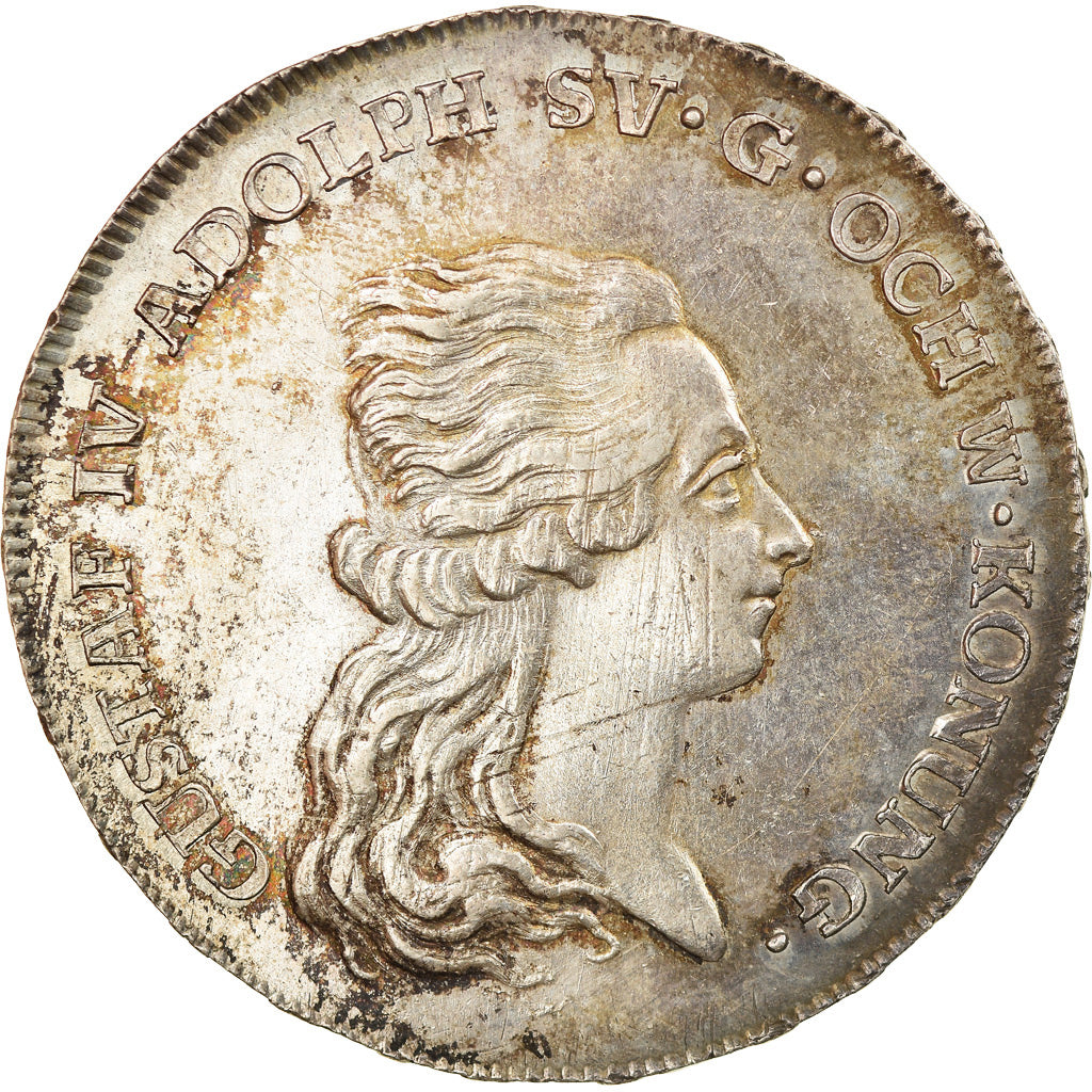 Moneta, Svezia, Gustaf IV Adolf, Riksdaler, 1792, SPL-, Argento, KM:540.1
