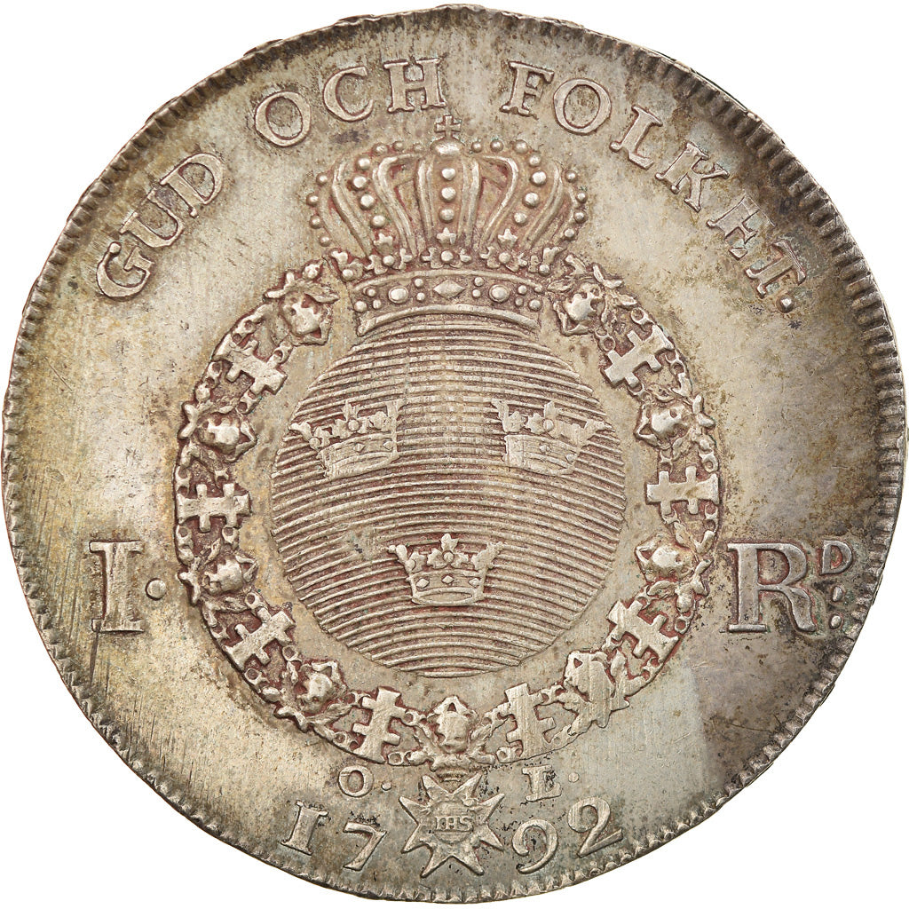 Moneta, Svezia, Gustaf IV Adolf, Riksdaler, 1792, SPL-, Argento, KM:540.1