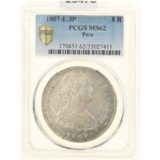 Coin, Peru, 8 Reales, 1807, Lima, PCGS, MS62, MS(60-62), Silver, KM:97, graded