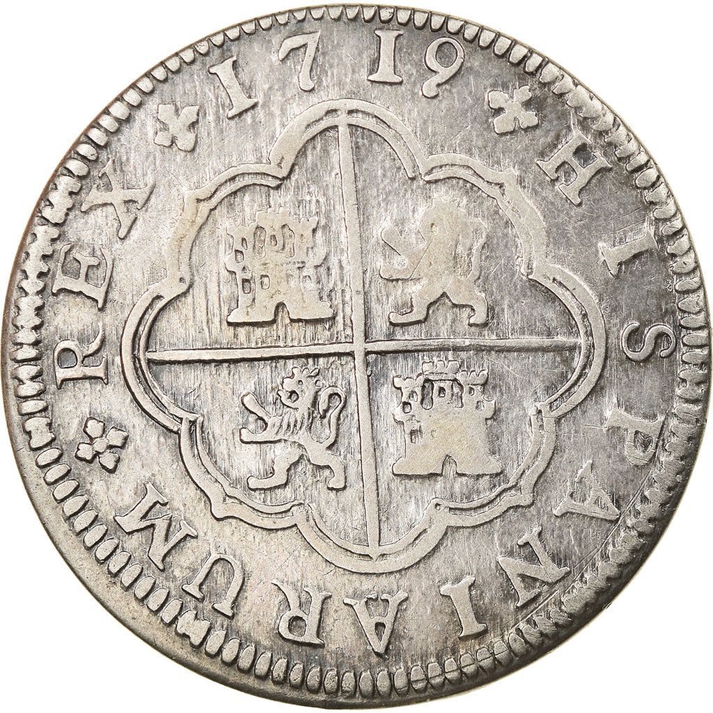 Moneda, España, Philip V, 2 Reales, 1719, Segovia, MBC, Plata, KM:297