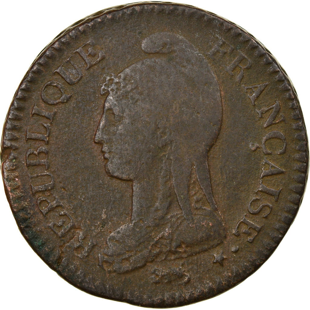 Münze, Frankreich, Dupré, Decime, AN 7, Lyon, S, Bronze, KM:644.5, Gadoury:187