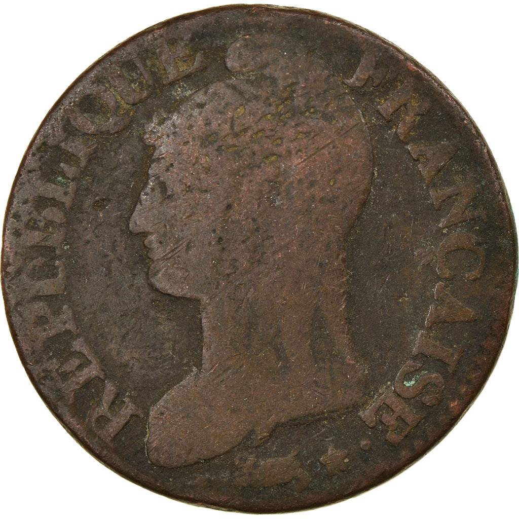 Moneda, Francia, Dupré, 5 Centimes, AN 7, Strasbourg, BC, Bronce, KM:640.4, Le