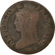 Moneda, Francia, Dupré, 5 Centimes, AN 7, Strasbourg, BC, Bronce, KM:640.4, Le