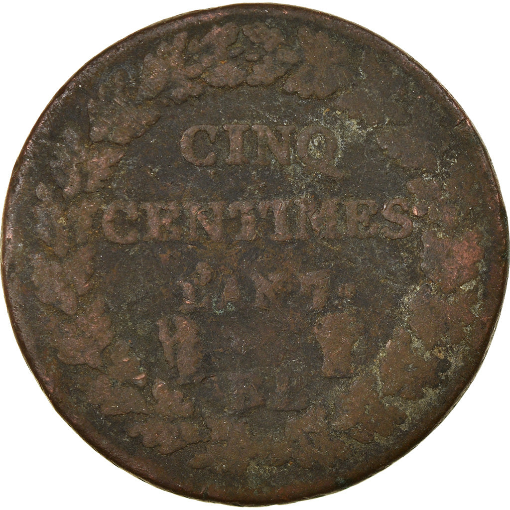 Moneda, Francia, Dupré, 5 Centimes, AN 7, Strasbourg, BC, Bronce, KM:640.4, Le