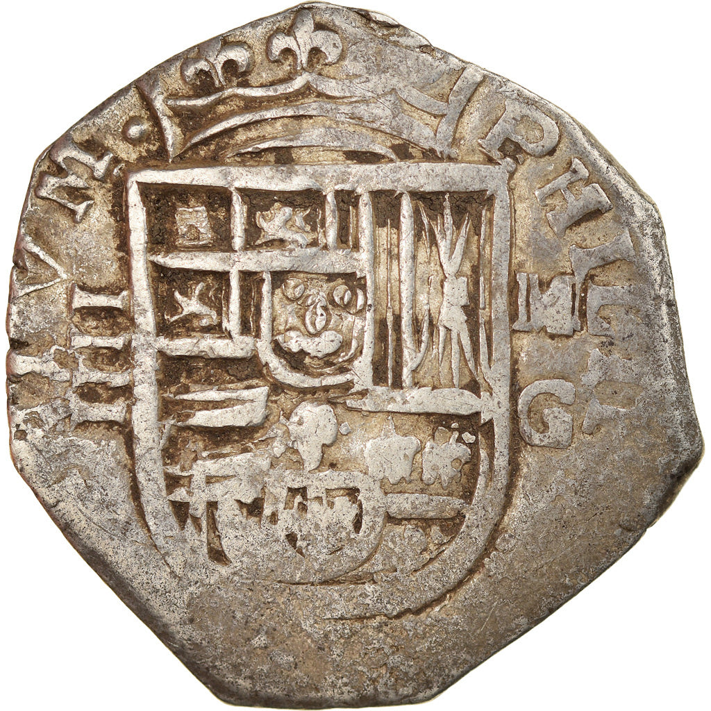 Moneda, España, Philippe II, 4 Réales, 1597, Granada, BC+, Plata