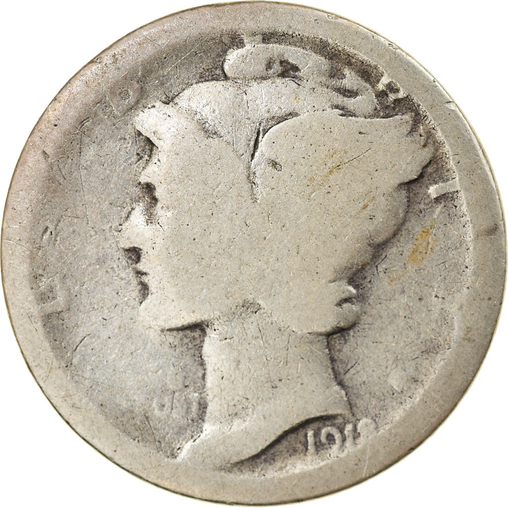 Coin, United States, Mercury Dime, Dime, 1918, U.S. Mint, San Francisco