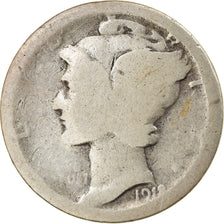 Coin, United States, Mercury Dime, Dime, 1918, U.S. Mint, San Francisco