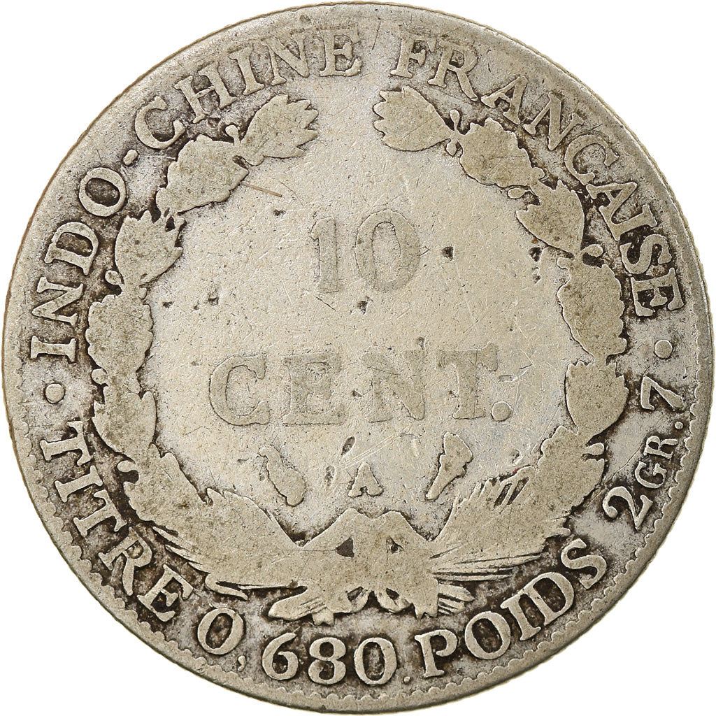 Coin, Indochine, 10 Cent, 1921, Paris, VF(20-25), Silver, Lecompte:162