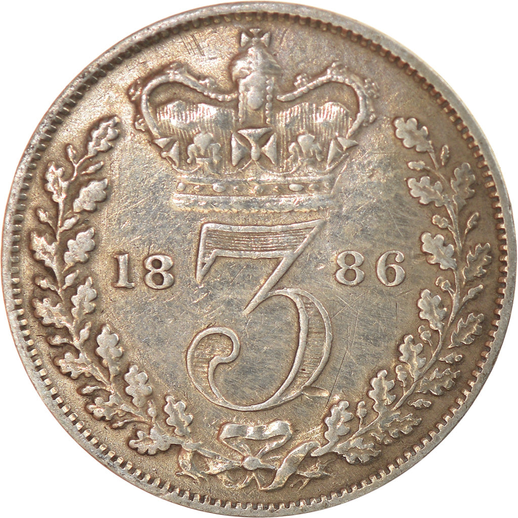 Coin, Great Britain, Victoria, 3 Pence, 1886, EF(40-45), Silver, KM:730