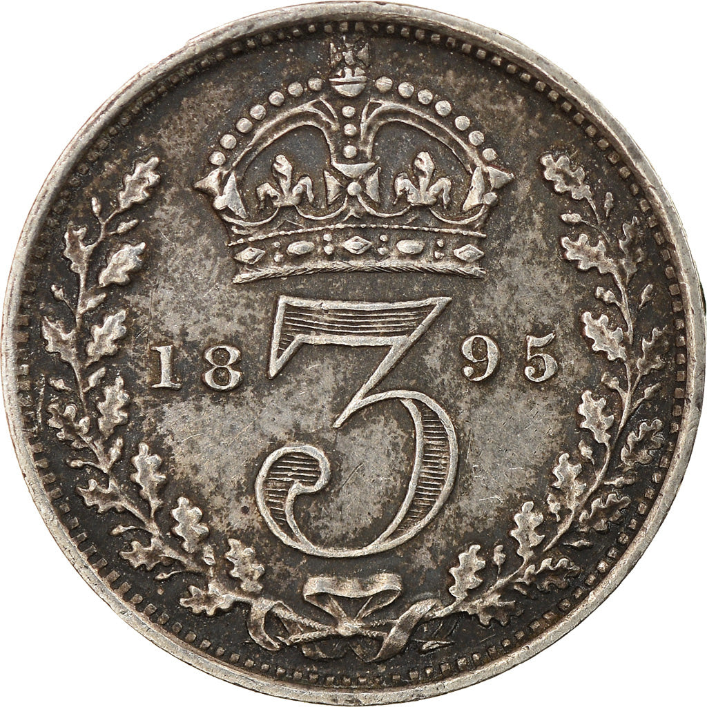 Coin, Great Britain, Victoria, 3 Pence, 1895, AU(55-58), Silver, KM:777