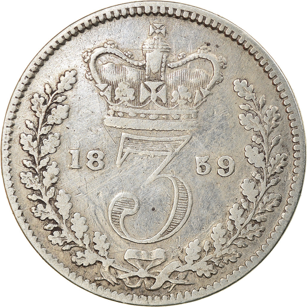 Coin, Great Britain, Victoria, 3 Pence, 1859, VF(30-35), Silver, KM:730