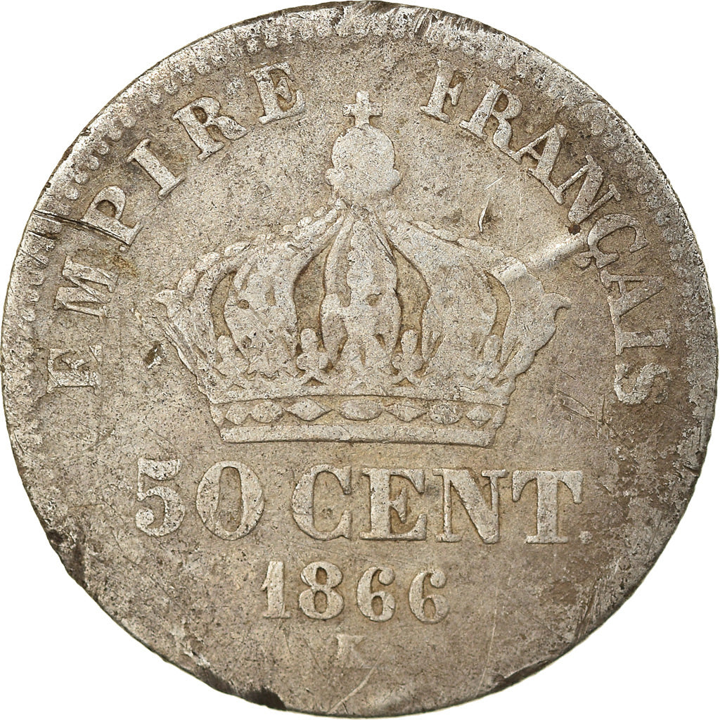 Coin, France, Napoleon III, Napoléon III, 50 Centimes, 1866, Bordeaux