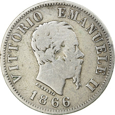 Moneta, Italia, Vittorio Emanuele II, 50 Centesimi, 1866, Milan, MB, Argento