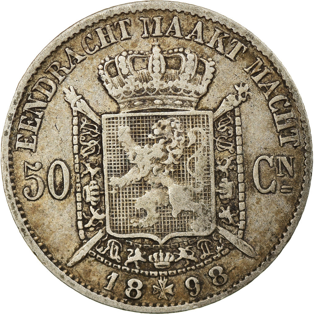 Monnaie, Belgique, Leopold II, 50 Centimes, 1898, TB+, Argent, KM:27