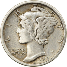 Coin, United States, Mercury Dime, Dime, 1918, U.S. Mint, Philadelphia