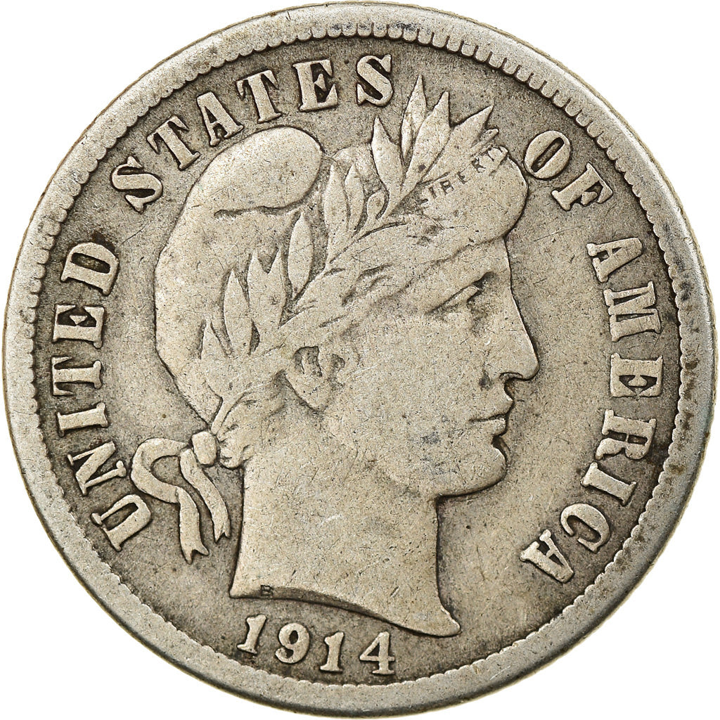 Coin, United States, Barber Dime, Dime, 1914, U.S. Mint, Philadelphia