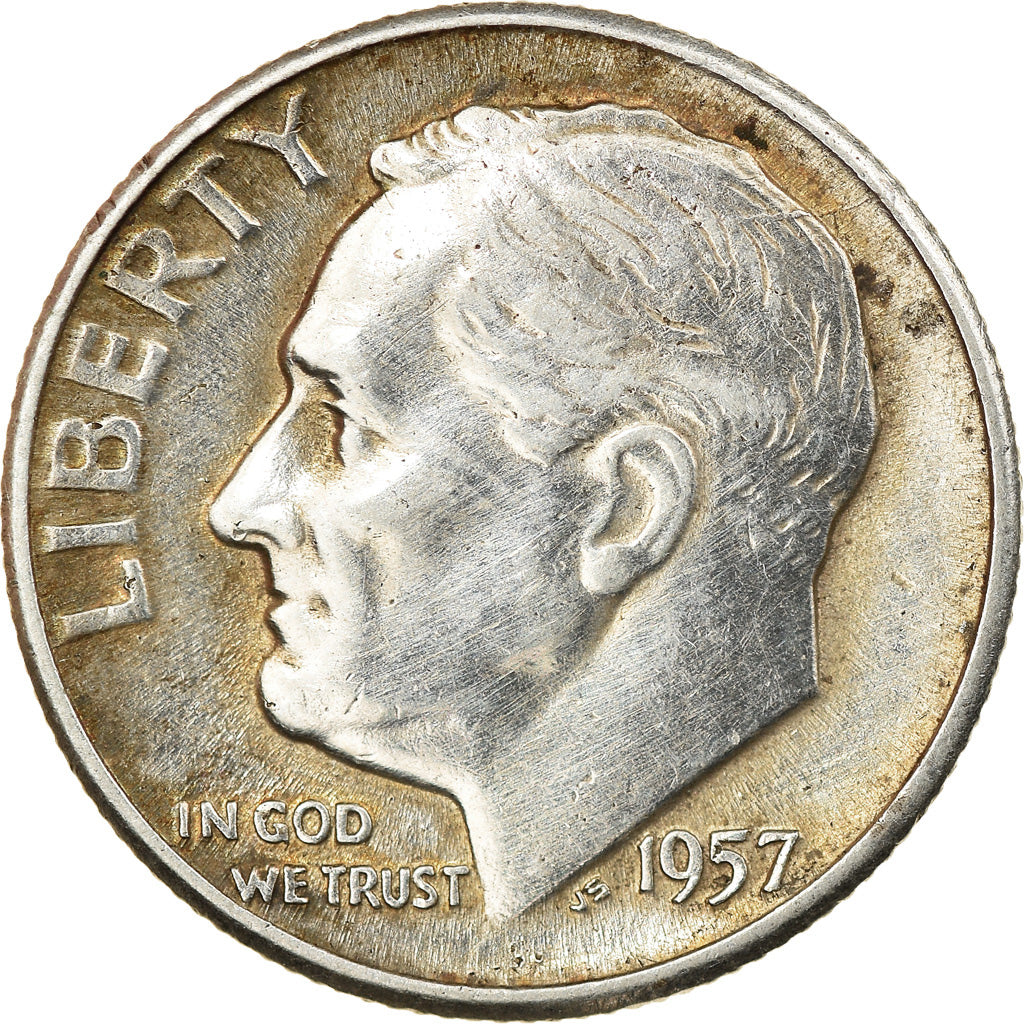 Coin, United States, Roosevelt Dime, Dime, 1957, U.S. Mint, Philadelphia