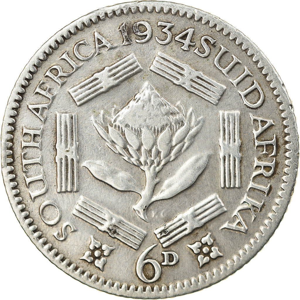 Coin, South Africa, George V, 6 Pence, 1936, EF(40-45), Silver, KM:16.2