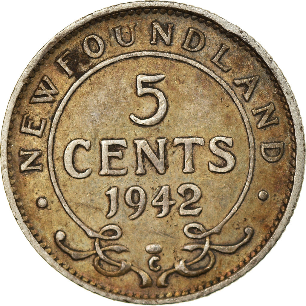 Coin, NEWFOUNDLAND, 5 Cents, 1942, Royal Canadian Mint, Ottawa, EF(40-45)