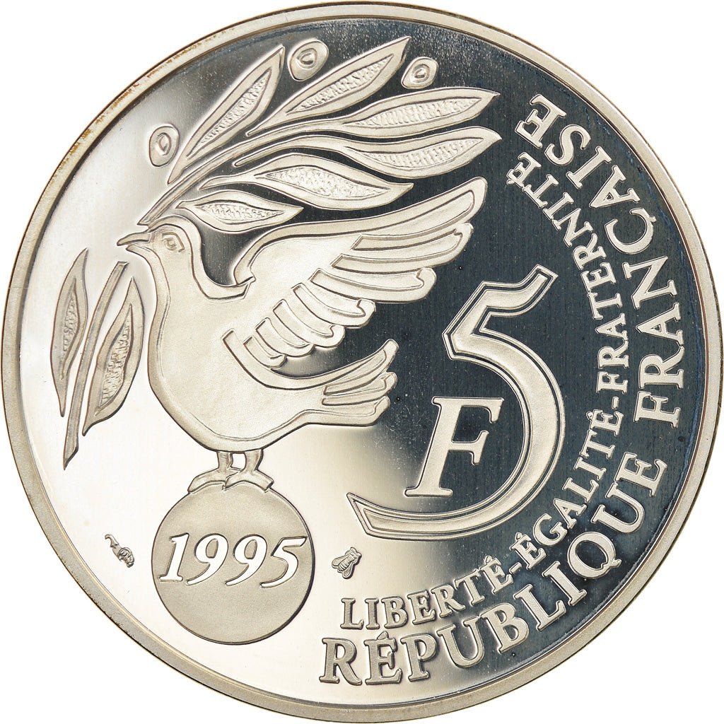 Coin, France, ONU, 5 Francs, 1995, Paris, MS(65-70), Silver, KM:1118