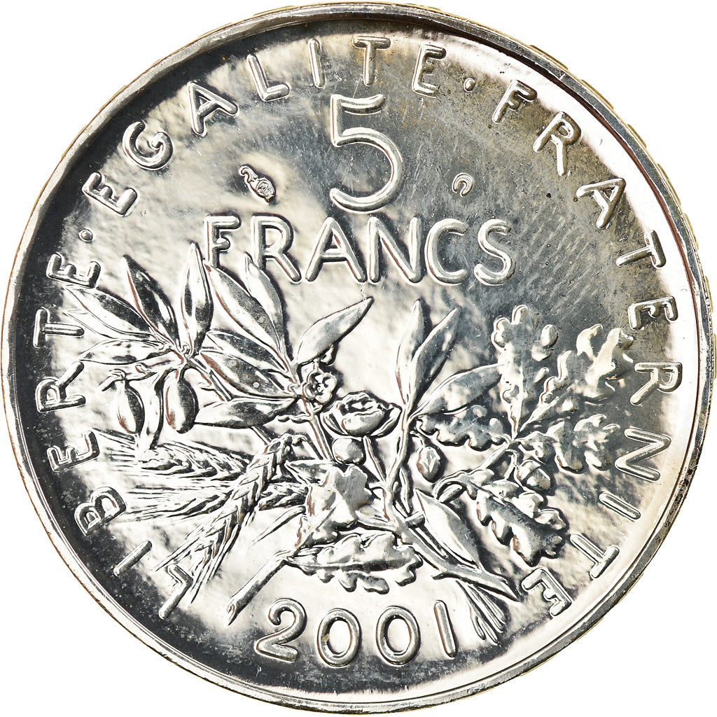Coin, France, 5 Francs, 2001, Paris, MS(65-70), Silver, KM:1309, Gadoury:771