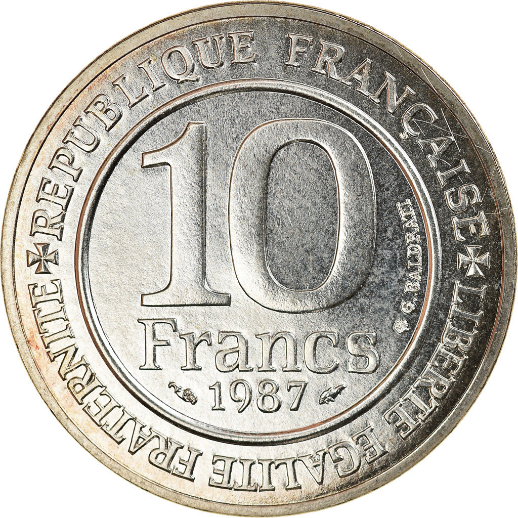 Coin, France, 10 Francs, 1987, Paris, MS(64), Silver, KM:961a, Gadoury:820