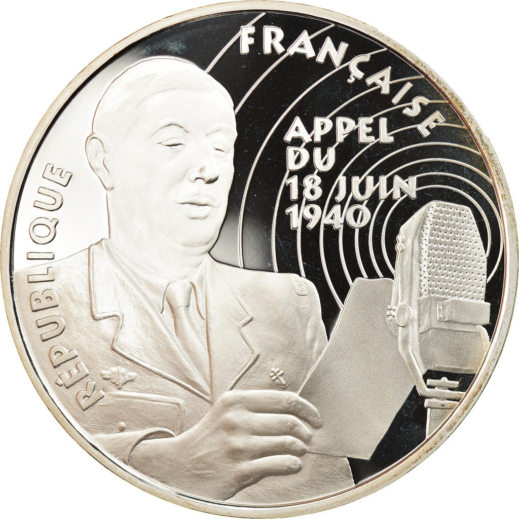 Moneta, Francia, Appel du 18 juin 1940, 100 Francs, 1994, Proof, FDC, Argento