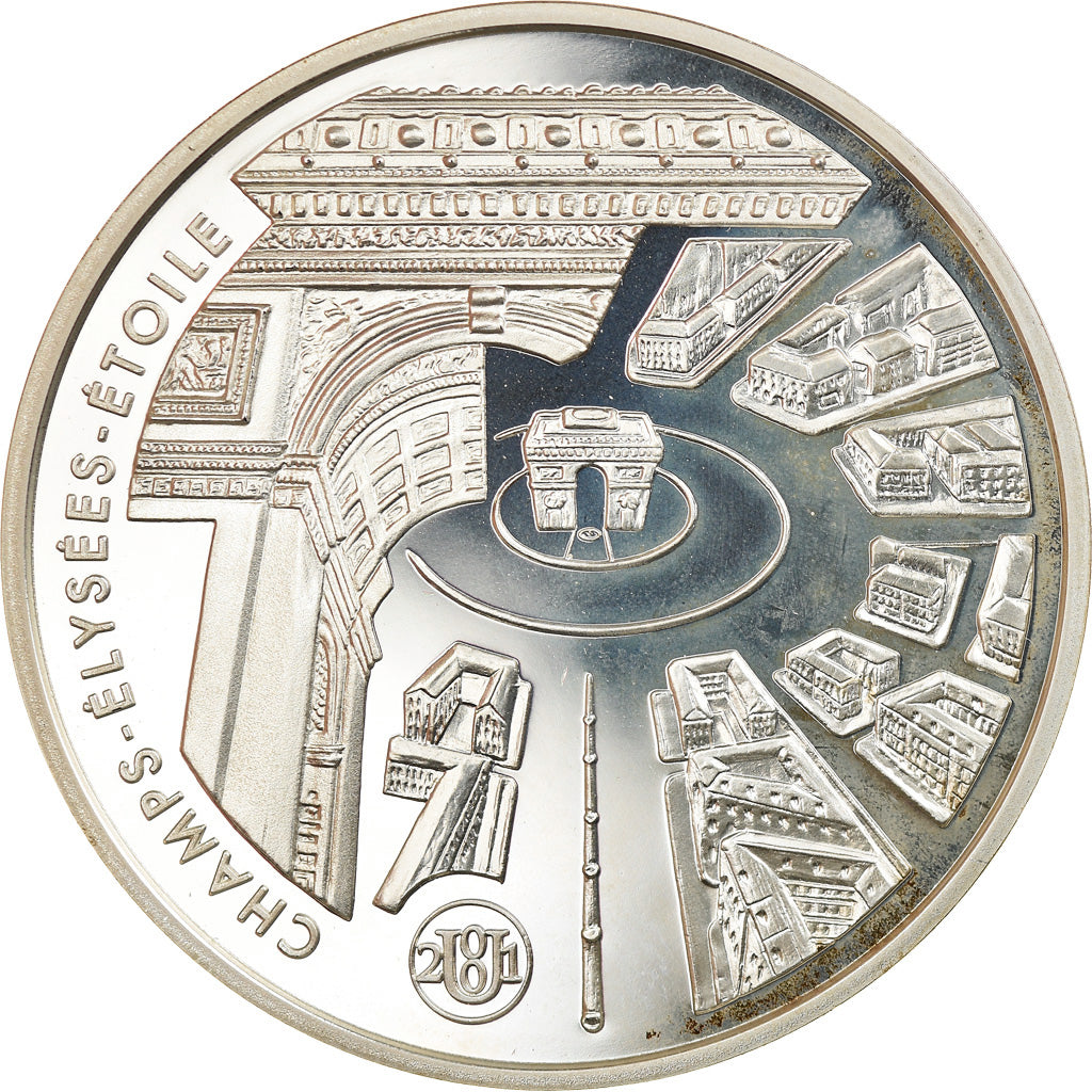 Coin, France, Champs-Elysées, 10 Francs, 2001, Paris, Proof, MS(65-70), Silver