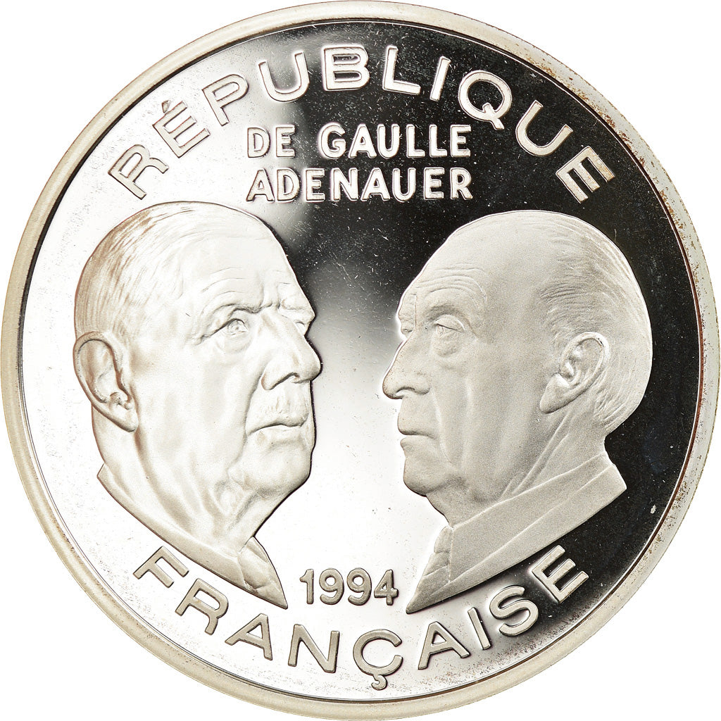 Münze, Frankreich, De Gaulle - Adenauer, 100 Francs, 1994, Proof, STGL, Silber