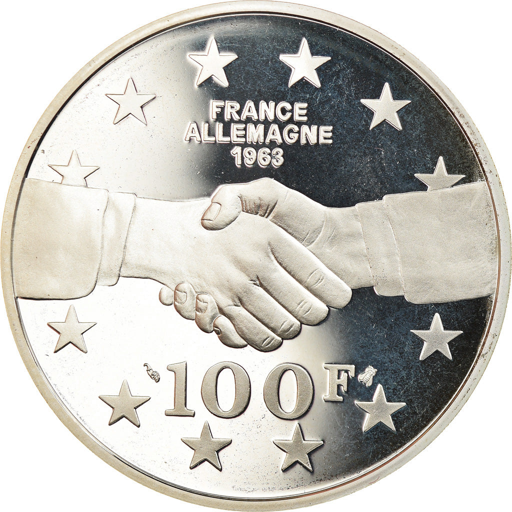 Münze, Frankreich, De Gaulle - Adenauer, 100 Francs, 1994, Proof, STGL, Silber