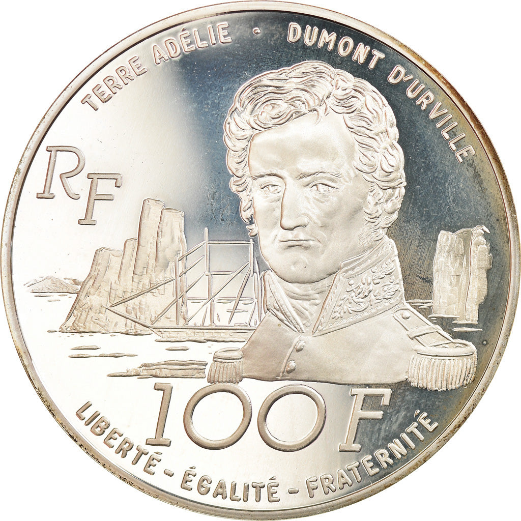 Moneta, Francia, Terres Australes, 100 Francs, 1992, Paris, Proof, FDC, Argento