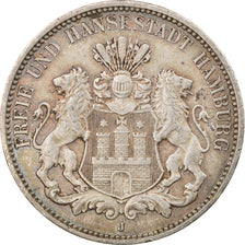 Moneta, Landy niemieckie, HAMBURG, 3 Mark, 1911, Hamburg, AU(50-53), Srebro
