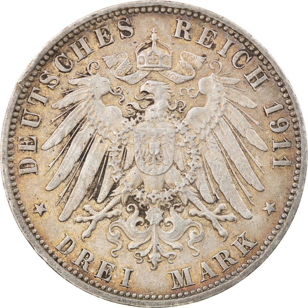 Moneta, Stati tedeschi, HAMBURG, 3 Mark, 1911, Hamburg, BB+, Argento, KM:620