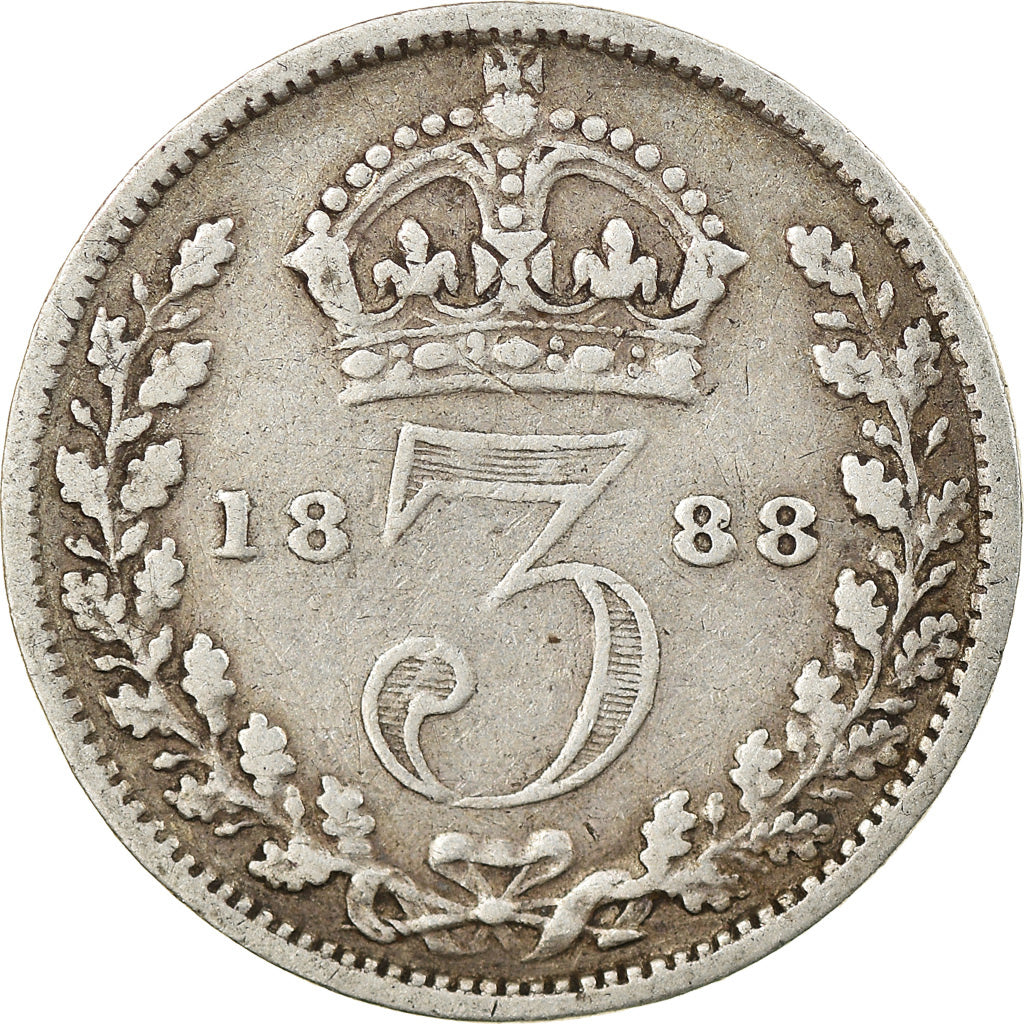Großbritannien, Victoria, 3 Pence, 1888, SS+, Silber, KM:758