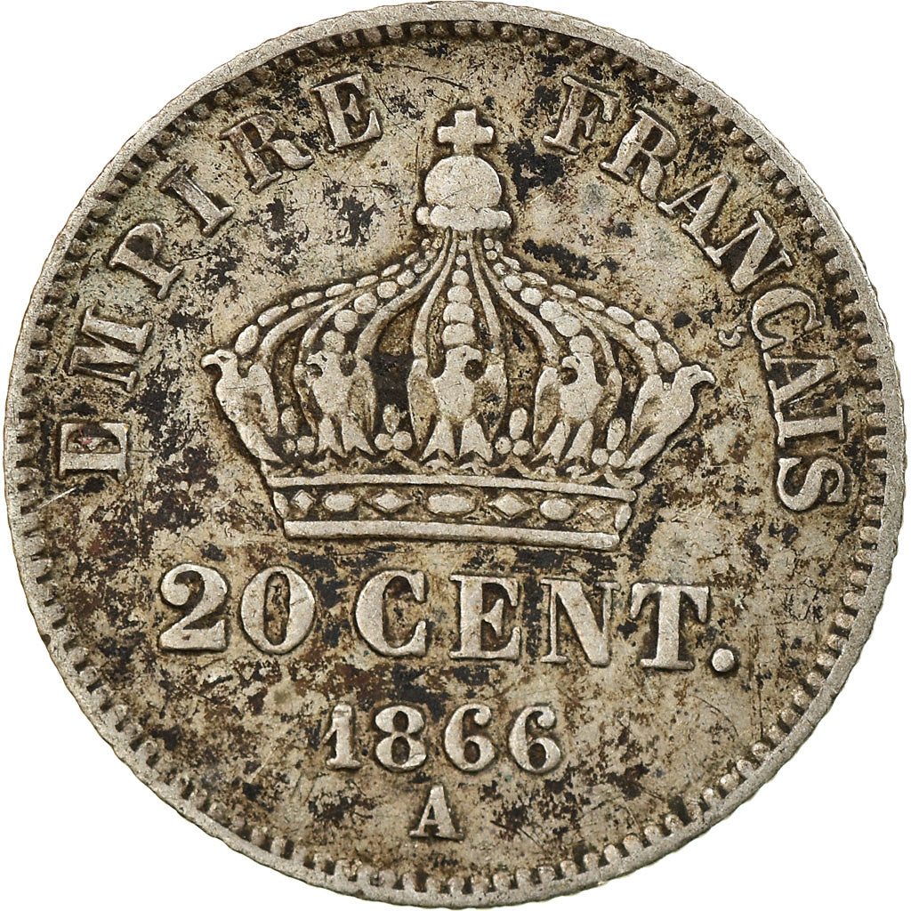 Moneta, Francia, Napoleon III, Napoléon III, 20 Centimes, 1866, Paris, BB