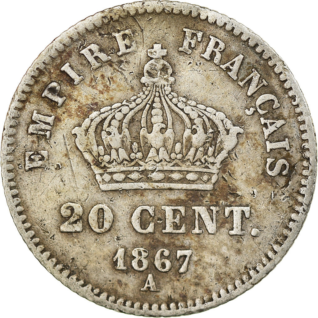 Moeda, França, Napoleon III, Napoléon III, 20 Centimes, 1867, Paris