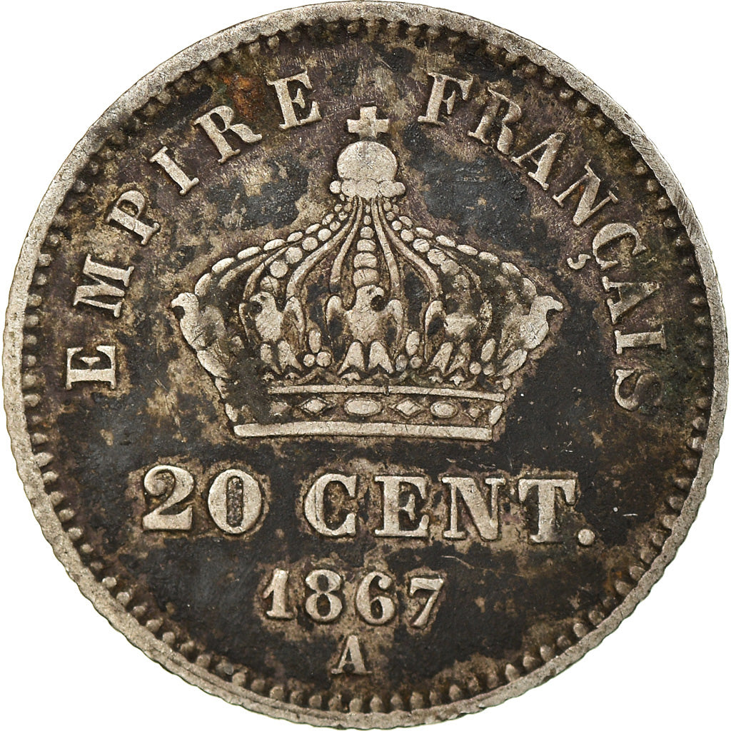 Moneda, Francia, Napoleon III, Napoléon III, 20 Centimes, 1867, Paris, MBC